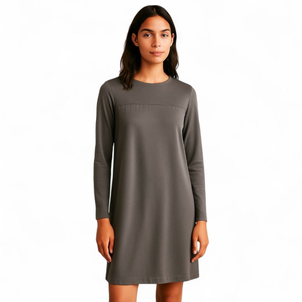 COS Grey Long Sleeve Minimalist Shift Dress Women’s S Clean Modern Silhouette